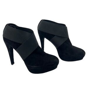 Stuart Weitzman Kilgore Black Suede High Heel Platform Ankle Boot Size 9 Womens